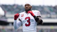 Arizona Cardinals safety Budda Baker (3) before action against the Philadelphia Eagles at Lincoln Financial Field