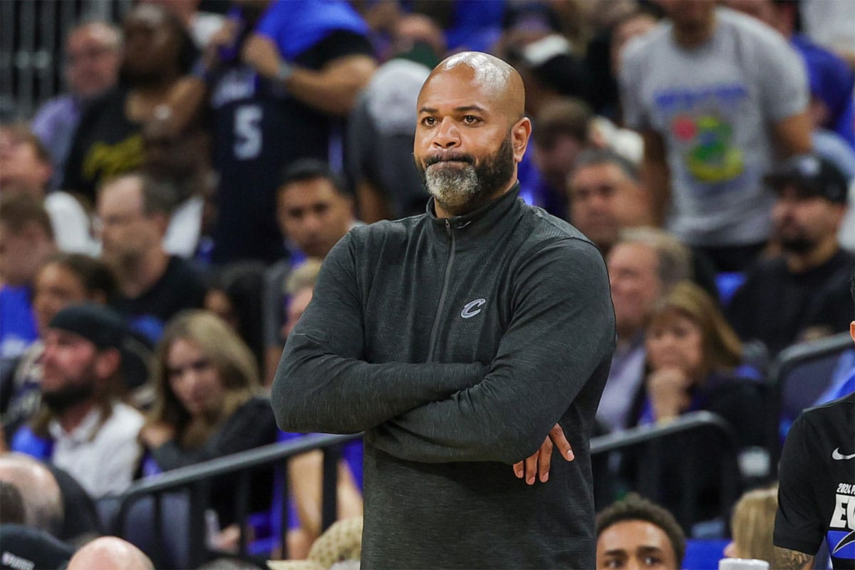 Cleveland Cavaliers head coach JB Bickerstaff looks on against the Orlando Magic during the second quarter of game six of the first round for the 2024 NBA playoffs 