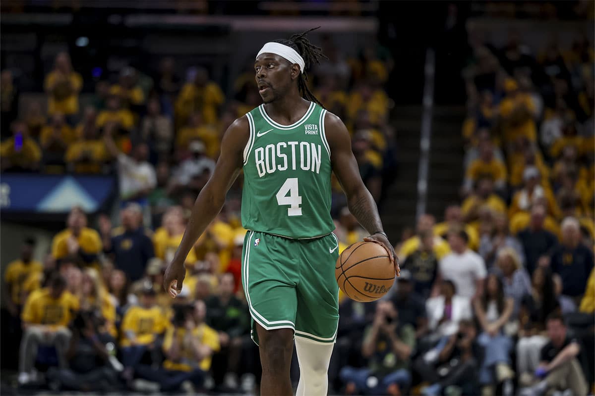 Boston Celtics guard Jrue Holiday (4) during the fourth quarter during game four of the eastern conference finals for the 2024 NBA playoffs at Gainbridge Fieldhouse.