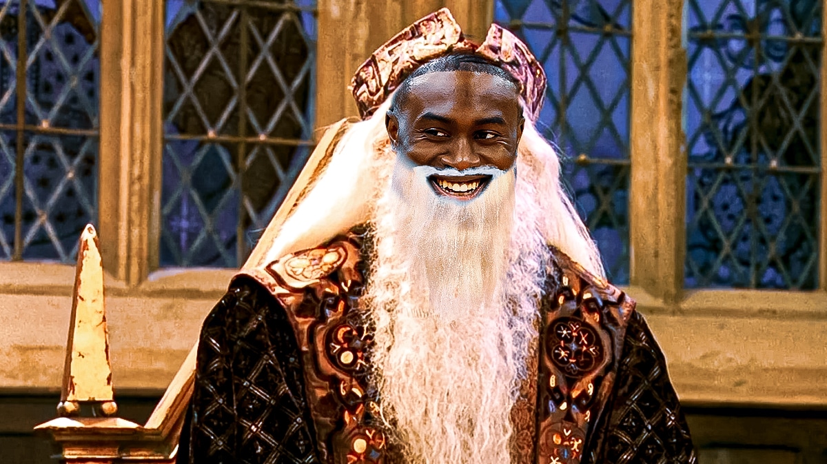 Jaylen Brown dressed like Dumbledore from Harry Potter