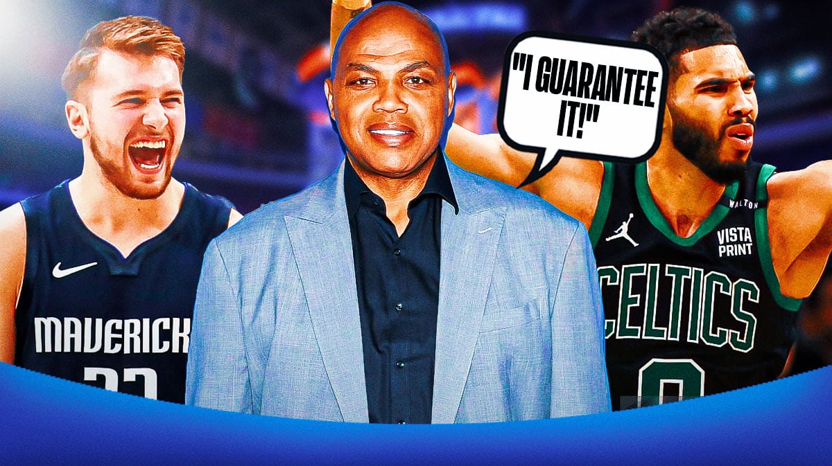 Charles Barkley saying, "I guarantee it!" next to Luka Doncic and Jayson Tatum.