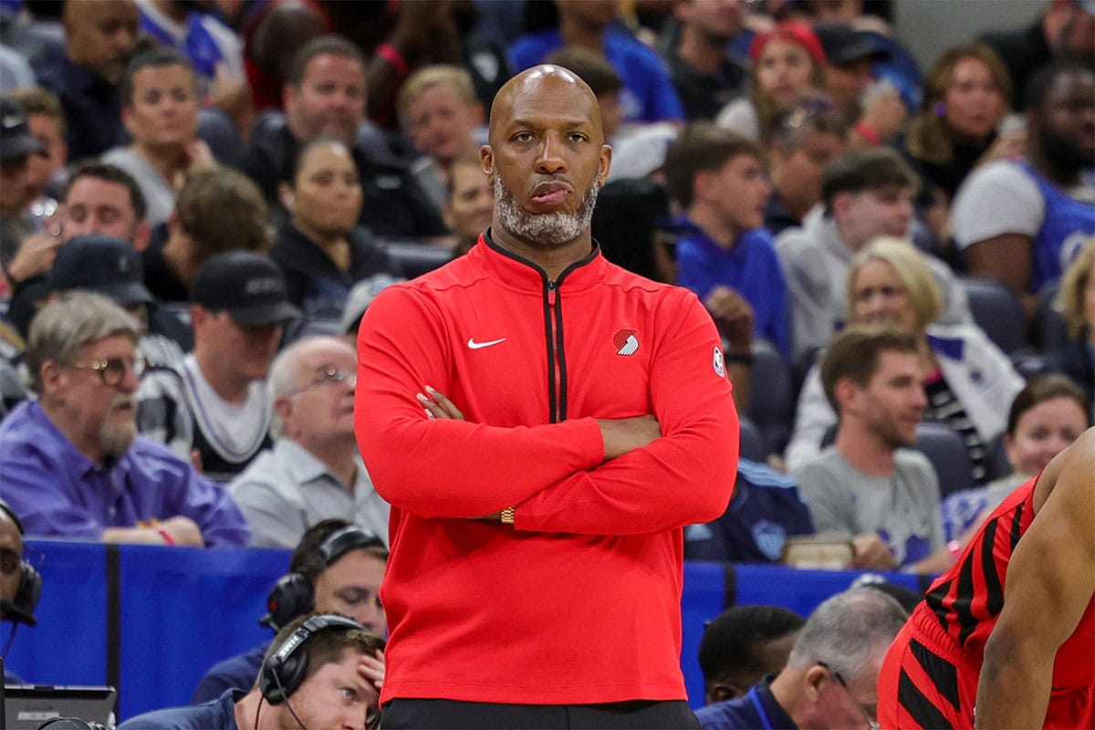 Portland Trail Blazers head coach Chauncey Billups looks on during the second quarter against the Orlando Magic at Amway Center. 