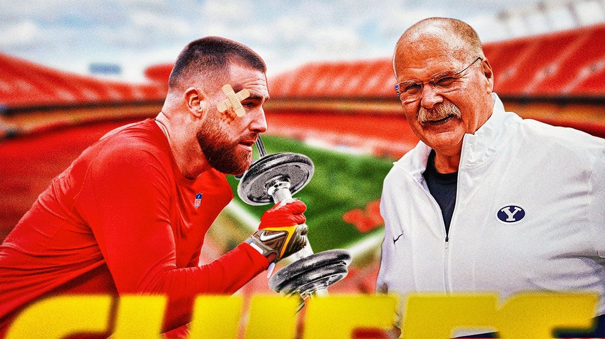 Chiefs star Travis Kelce working out