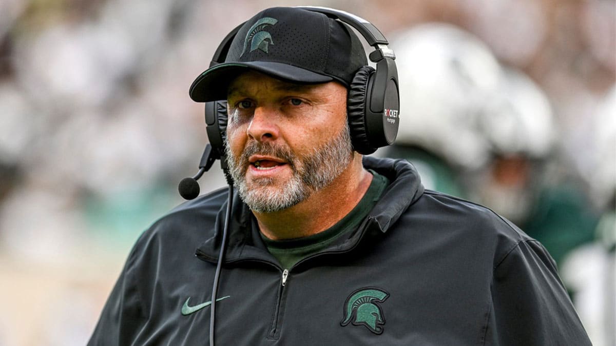 Michigan State's assistant head coach Chris Kapilovic on the sideline during the football game against Washington