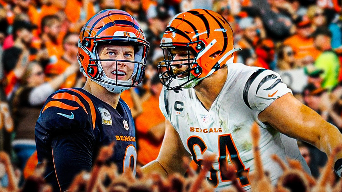 Cincinnati Bengals Ted Karras and Joe Burrow