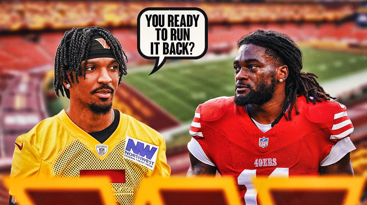 Commanders quarterback Jayden Daniels asking former college teammate Brandon Aiyuk if he wants to join him in Washington