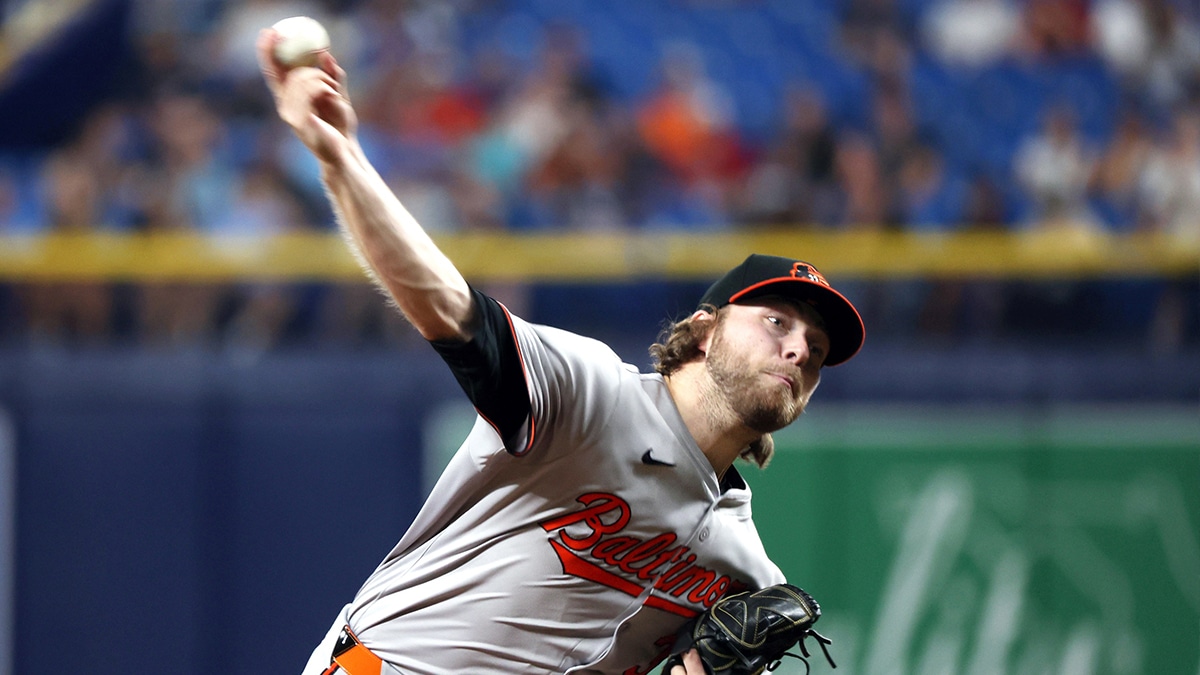 Baltimore Orioles pitcher Corbin Burnes (39) throws a pitch against the Tampa Bay Rays during the seventh inning at Tropicana Field. 