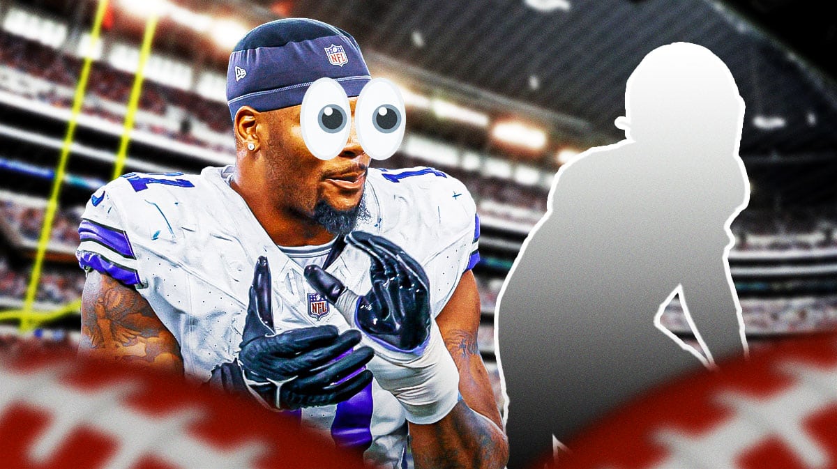 Micah Parsons (Cowboys) with eyes emoji and looking at silhouette of Willie Harvey Jr.(former Browns linebacker)