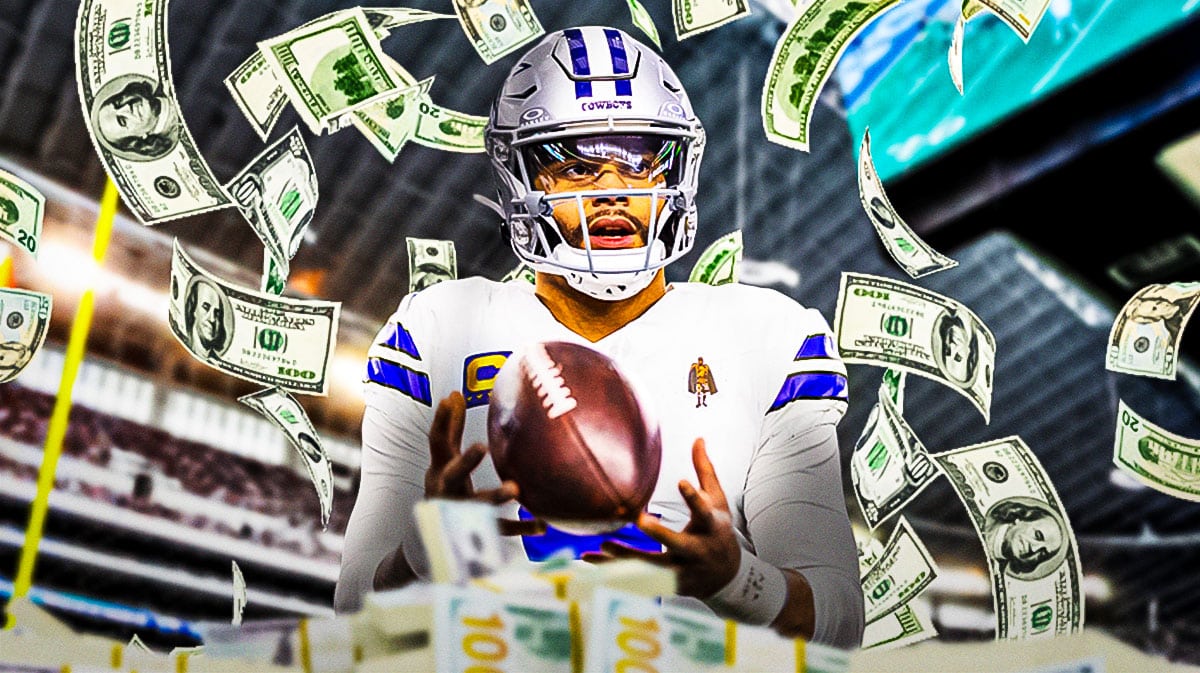 Dak Prescott, dollar bills flying around