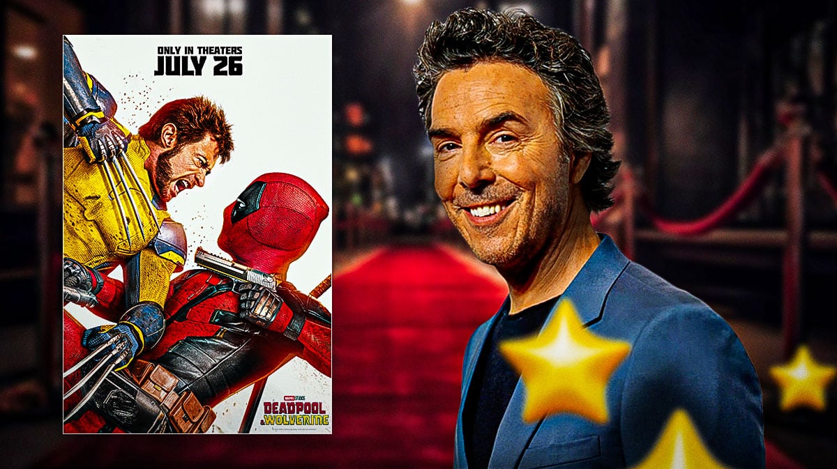 MCU Deadpool and Wolverine movie poster with director Shawn Levy.