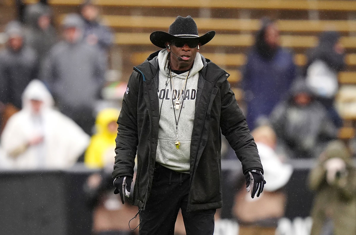 Colorado Buffaloes head coach Deion Sanders during a spring game event at Folsom Field.