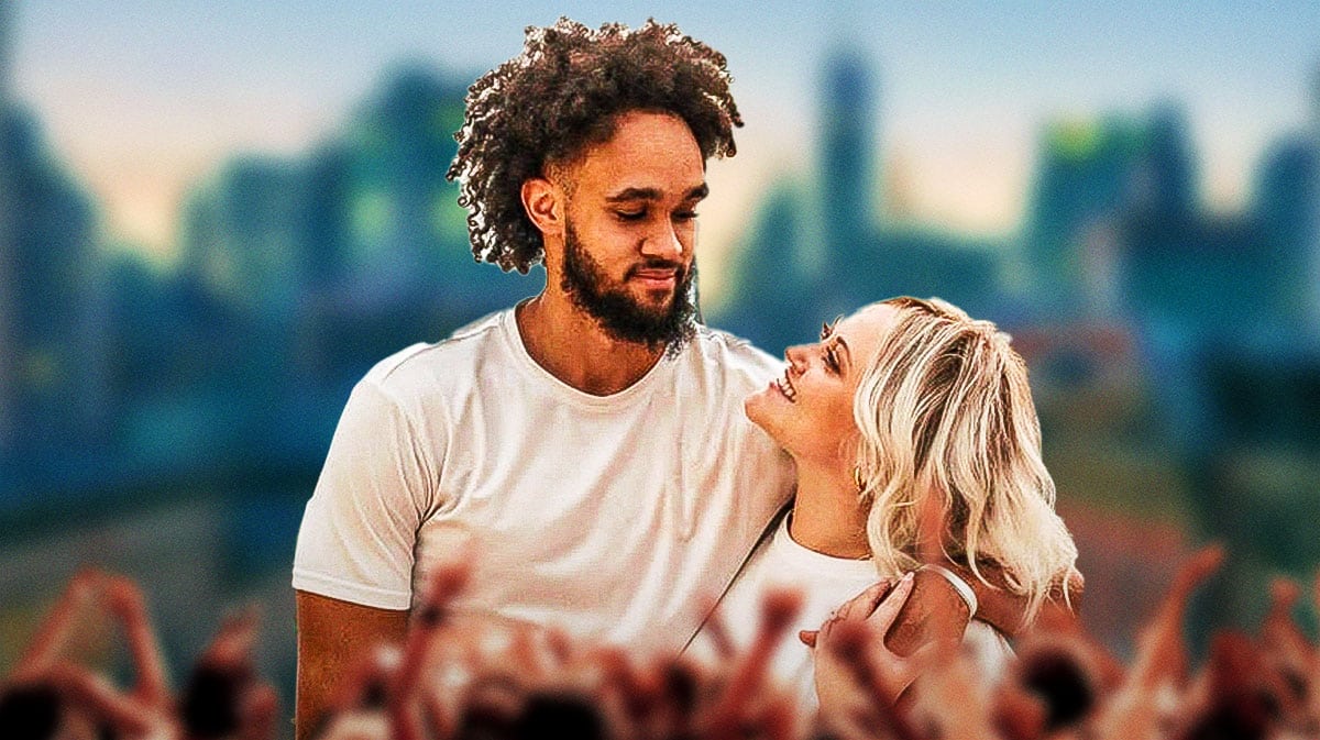 Derrick White and wife Hannah Schneider