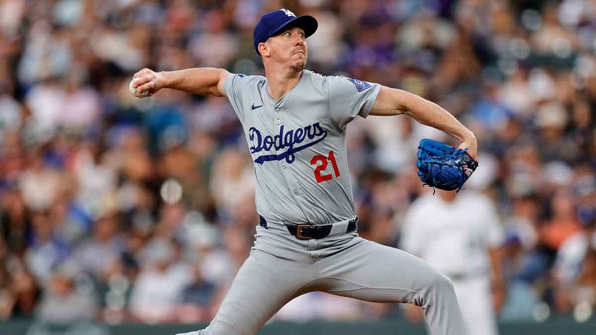 Los Angeles Dodgers starting pitcher Walker Buehler (21) pitches in the second inning against the Colorado Rockies at Coors Field.