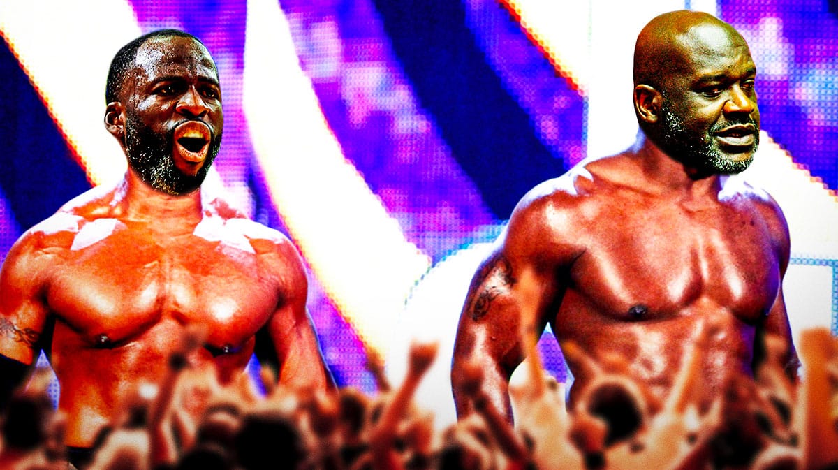Draymond Green (Warriors) as the guy on LEFT and Shaq as the guy on RIGHT