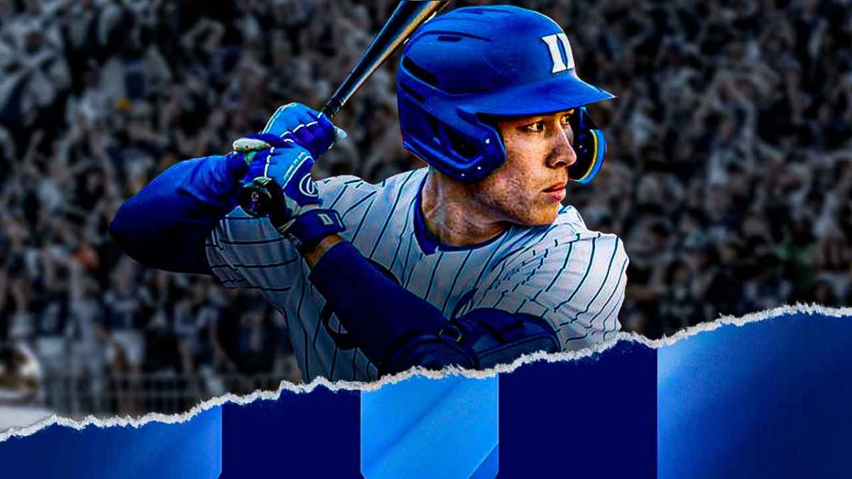 Duke baseball, Chad Knight, Chad Knight Duke, Blue Devils, College World Series, Chad Knight in Duke baseball uni with Duke baseball stadium in the background