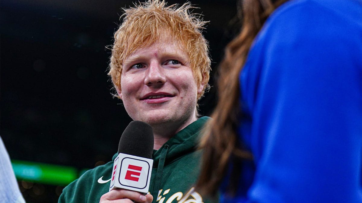 Ed Sheeran at a Boston Celtics game on May 23, 2024.