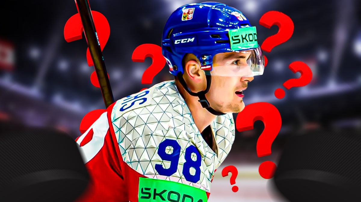 Martin Necas with question marks around him