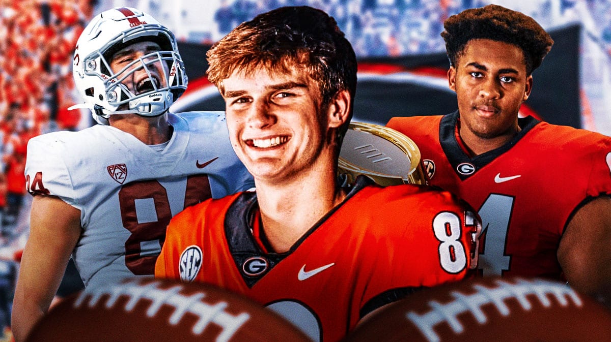 Georgia football, Bulldogs, Transfer portal, Georgia football transfer portal, Benjamin Yurosek, London Humphreys, Ben Yurosek and Xzavier McLeod with Georgia football stadium in the background