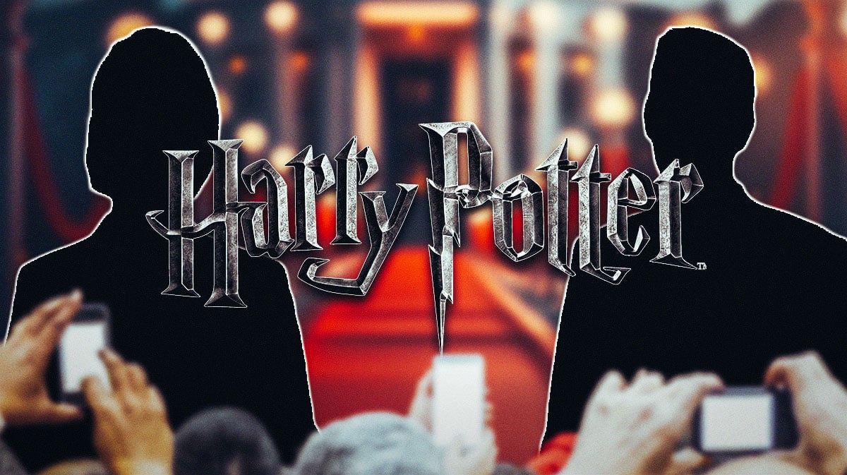 Harry Potter logo ahead of HBO series with Hogwarts background and silhouettes of Francesca Gardiner and Mark Mylod.