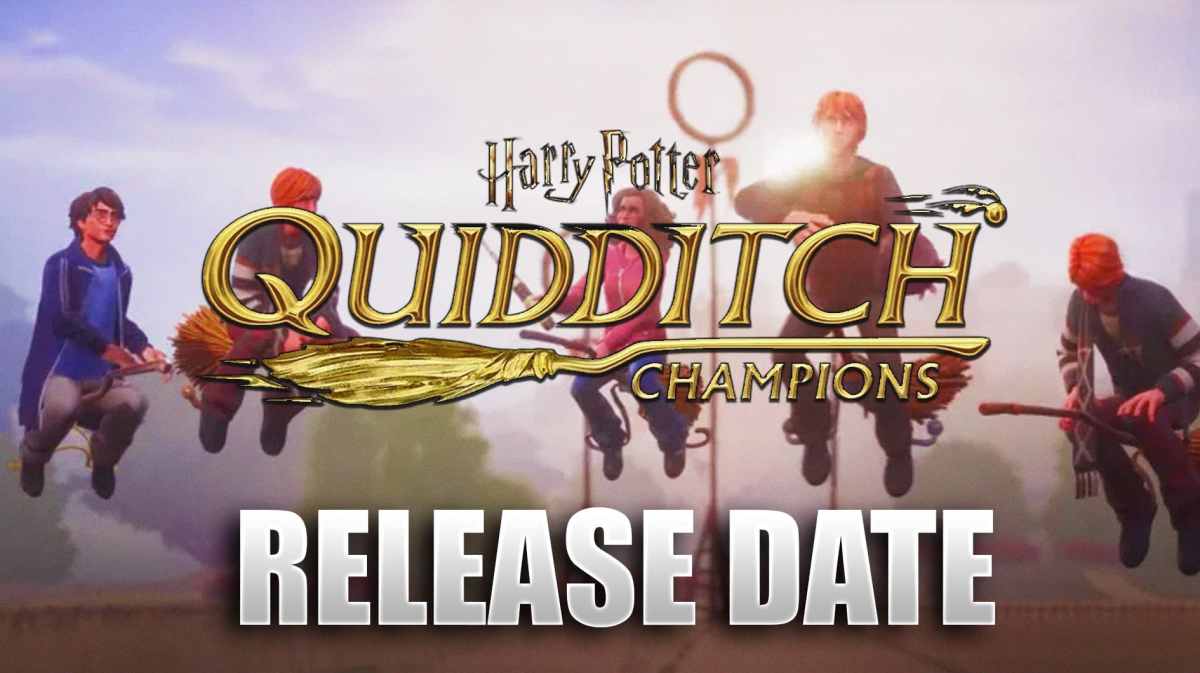 Image of Harry Potter Quidditch Champions and the phrase "Release Date".