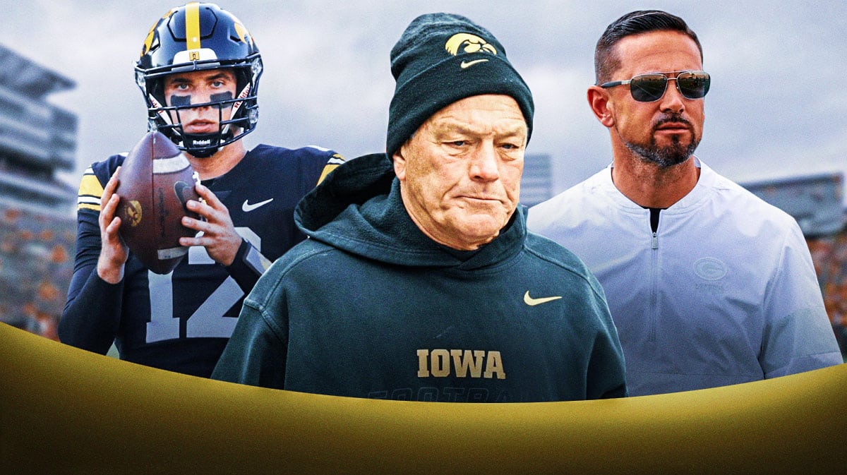 Hawkeyes coach Kirk Ferentz with McNamara and Lester.