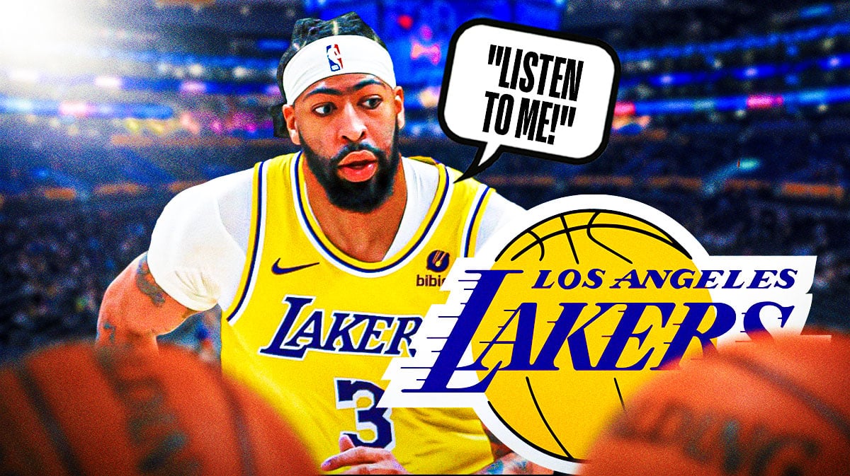 Anthony Davis says "listen to me!" to Lakers logo