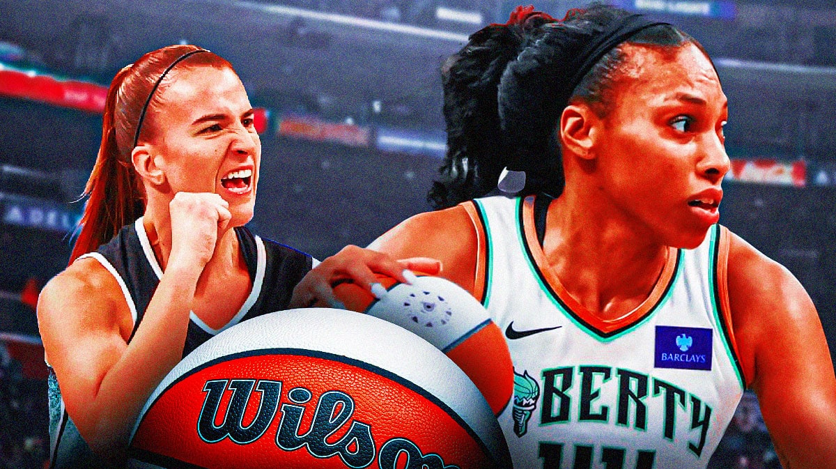 Liberty's Sabrina Ionescu, Betnijah Laney-Hamilton in action