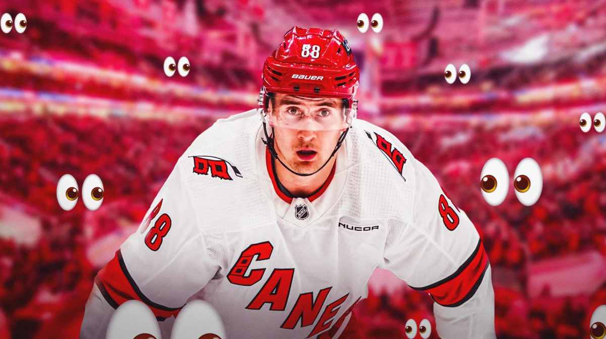 Martin Necas with eyeball emojis all around him