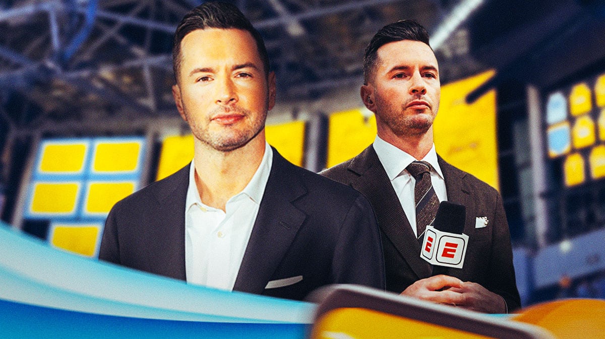 New Los Angeles Lakers head coach JJ Redick in front of Crypto.com Arena.