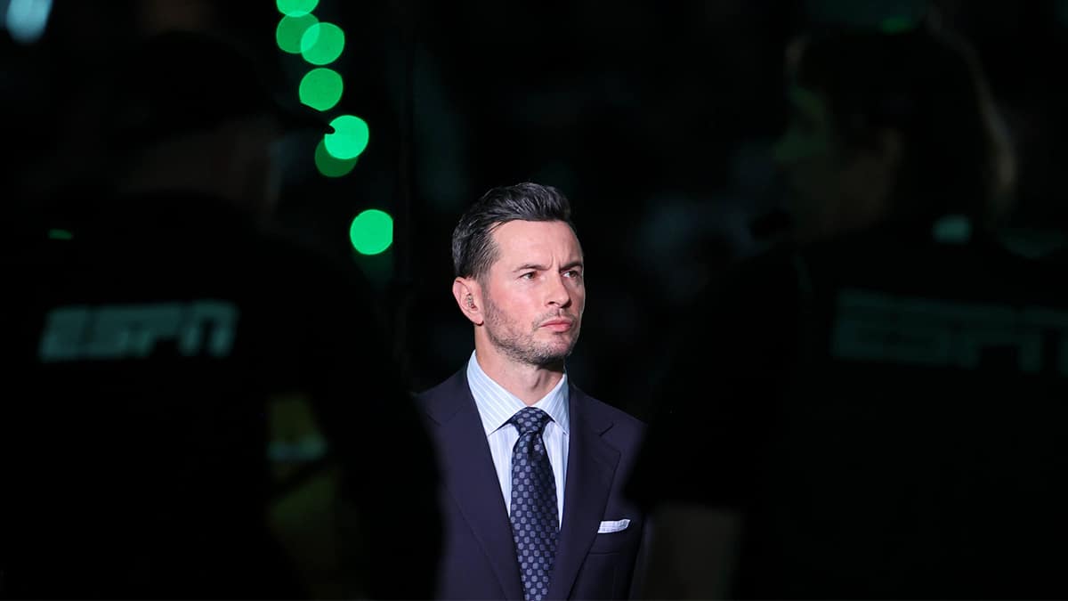 ESPN analyst JJ Redick looks on before game two of the 2024 NBA Finals between the Boston Celtics and the Dallas Mavericks at TD Garden. Mandatory Credit: Peter Casey-USA TODAY Sports