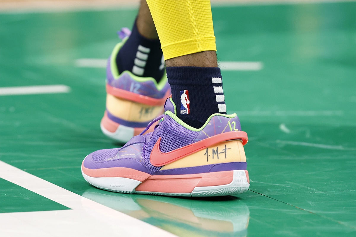 Ja Morant wears Nike Ja 1 PE at TD Garden against the Celtics.