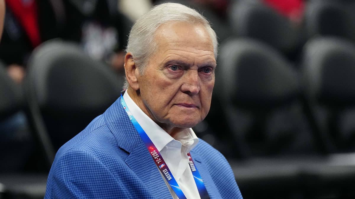 LA Clippers special consultant Jerry West watches during the game against the New Orleans Pelicans at Crypto.com Arena.