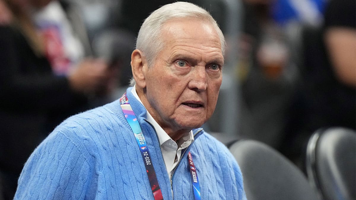 LA Clippers special consultant Jerry West watches in the first half against the Sacramento Kings at Crypto.com Arena.