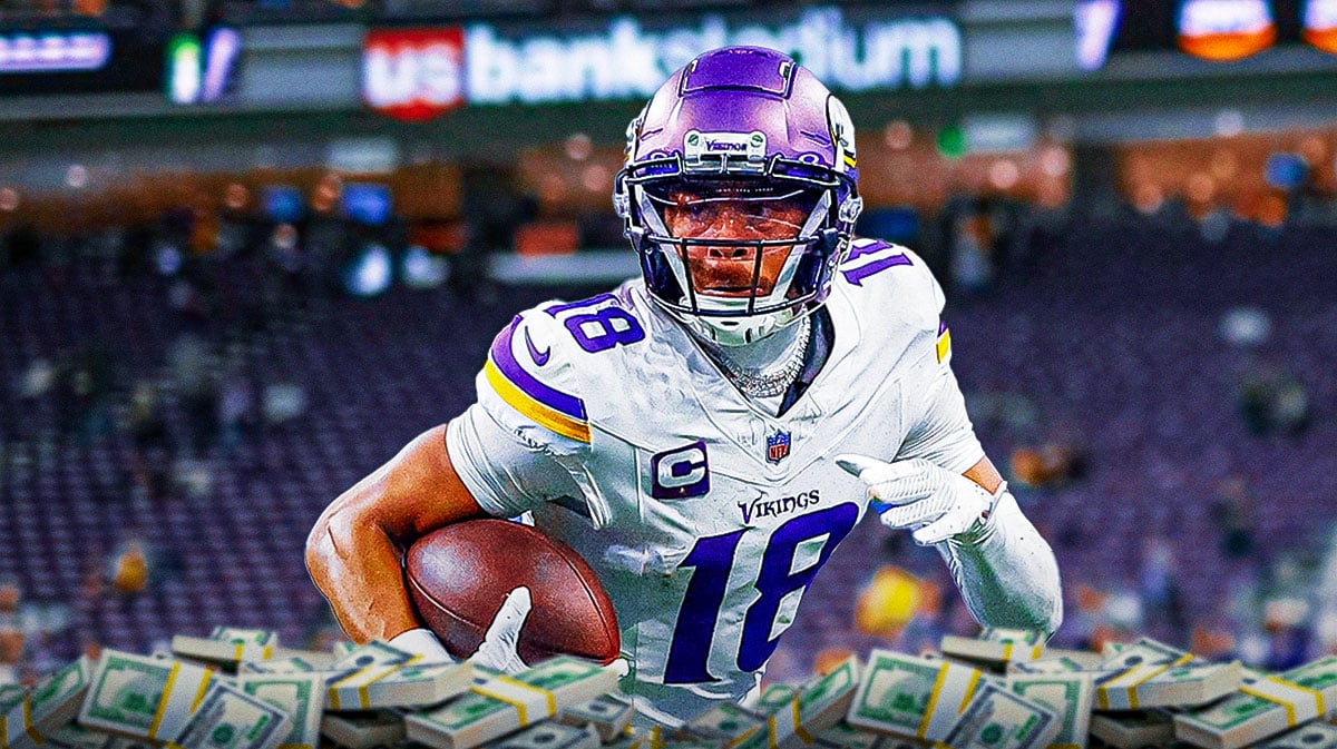Justin Jefferson with cash flying all around
