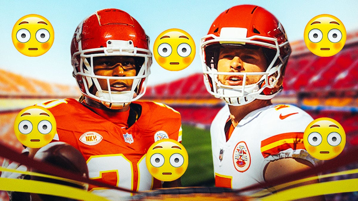 Kansas City Chiefs plyers Justin Reid and Harrison Butker