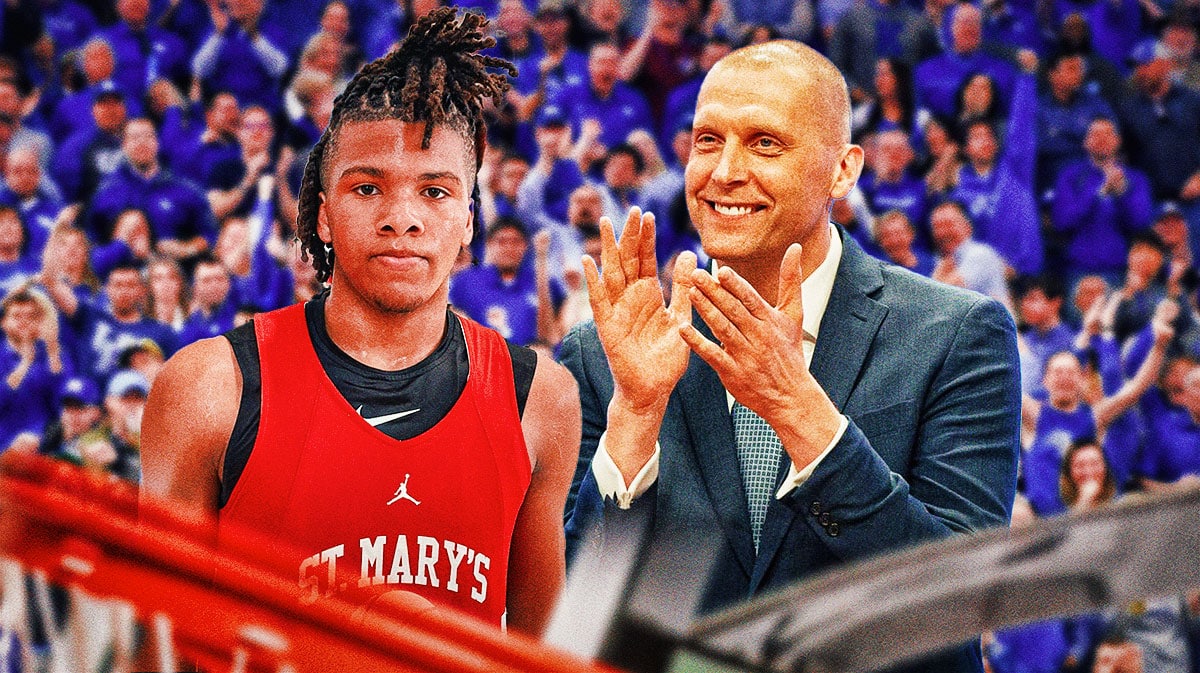 New Kentucky head coach Mark Pope and five-star recruit Trey McKenney
