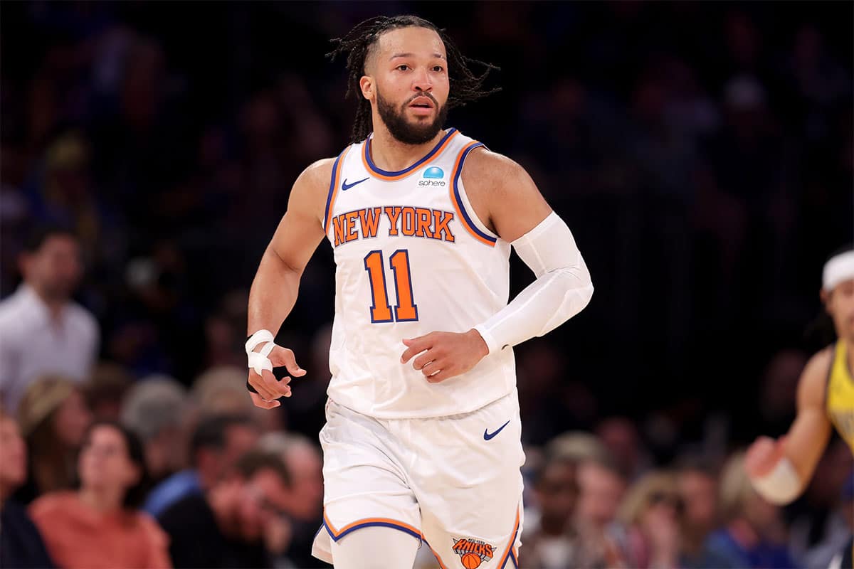 New York Knicks guard Jalen Brunson (11) during the second quarter of game seven of the second round of the 2024 NBA playoffs against the Indiana Pacers at Madison Square Garden.