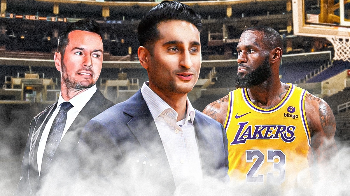 Lakers LeBron James and Anthony Davis with JJ Redick after Shams Charania NBA Finals update