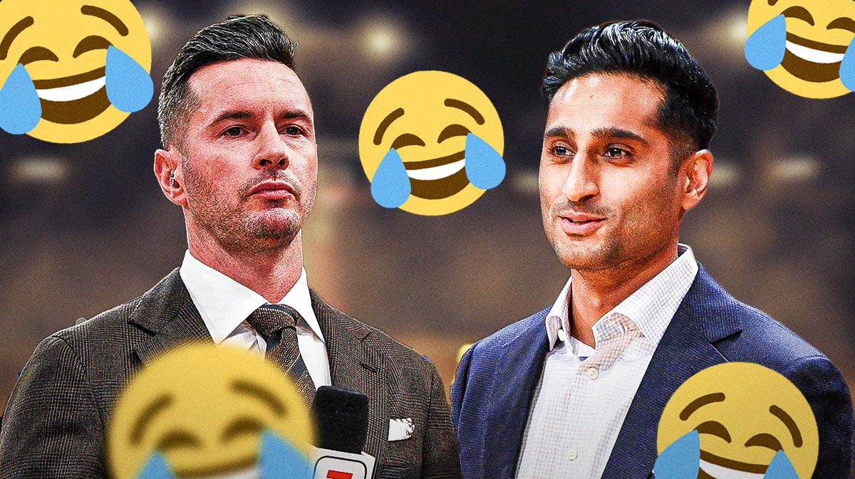 Shams Charania and JJ Redick with a bunch of crying laughing emojis in the background