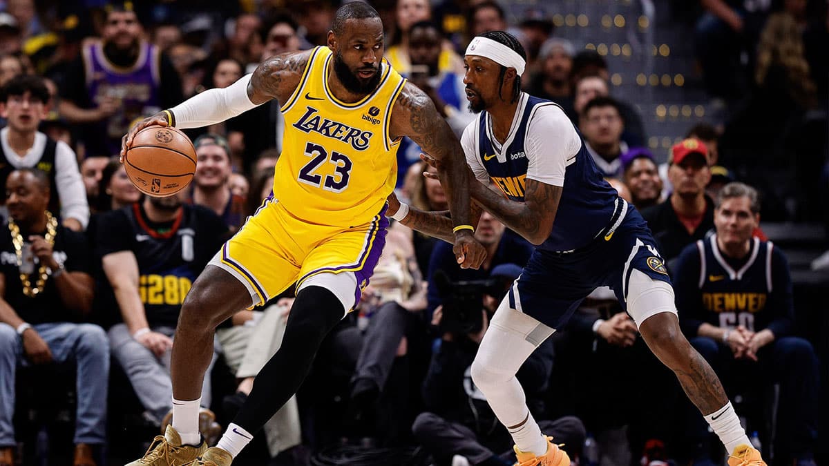 Los Angeles Lakers player LeBron James and Denver Nuggets player Kentavious Caldwell-Pope