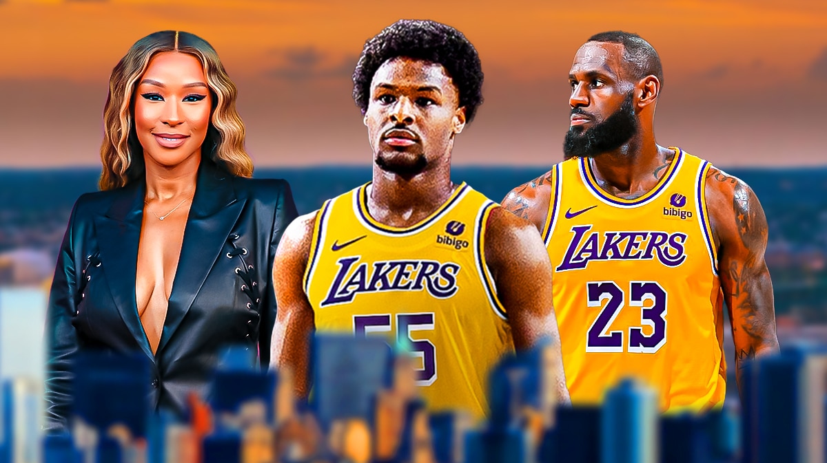 Savannah James with Lakers LeBron James and Bronny James after NBA Draft