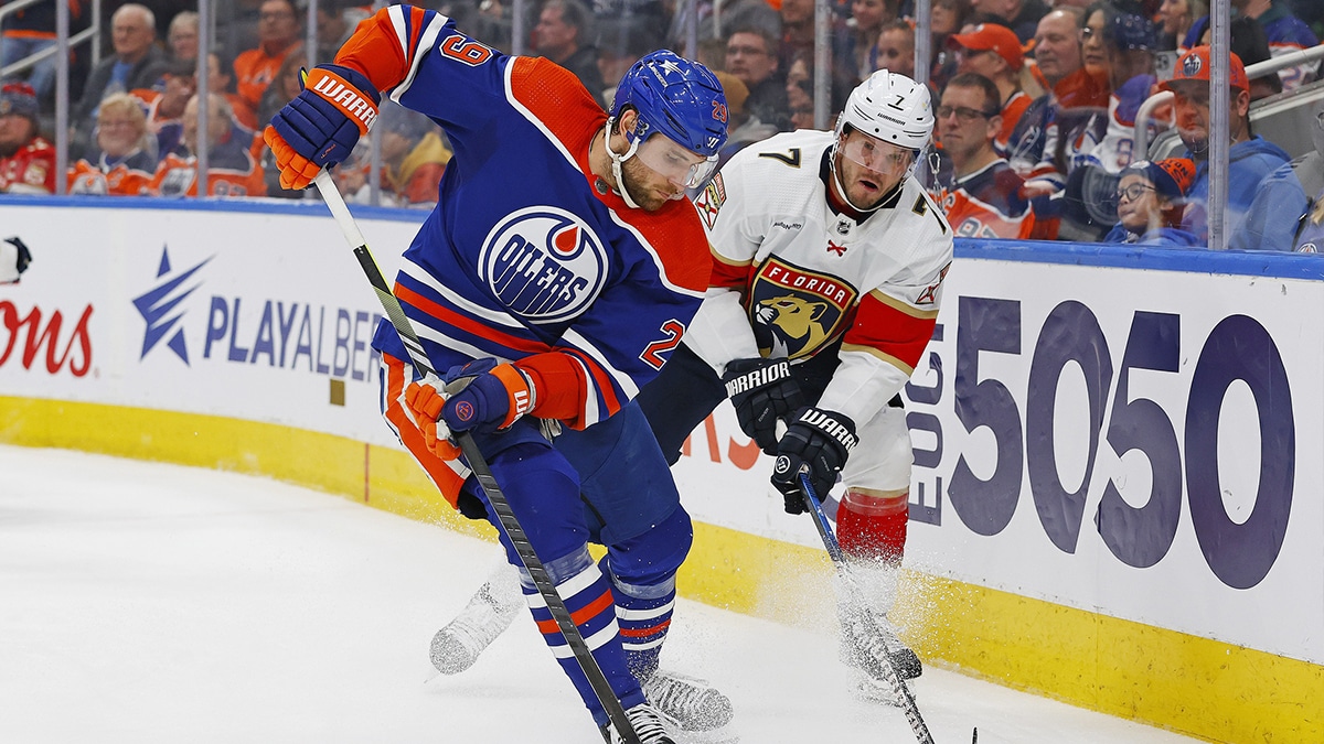Leon Draisaitl of the Oilers against the Panthers in the regular season