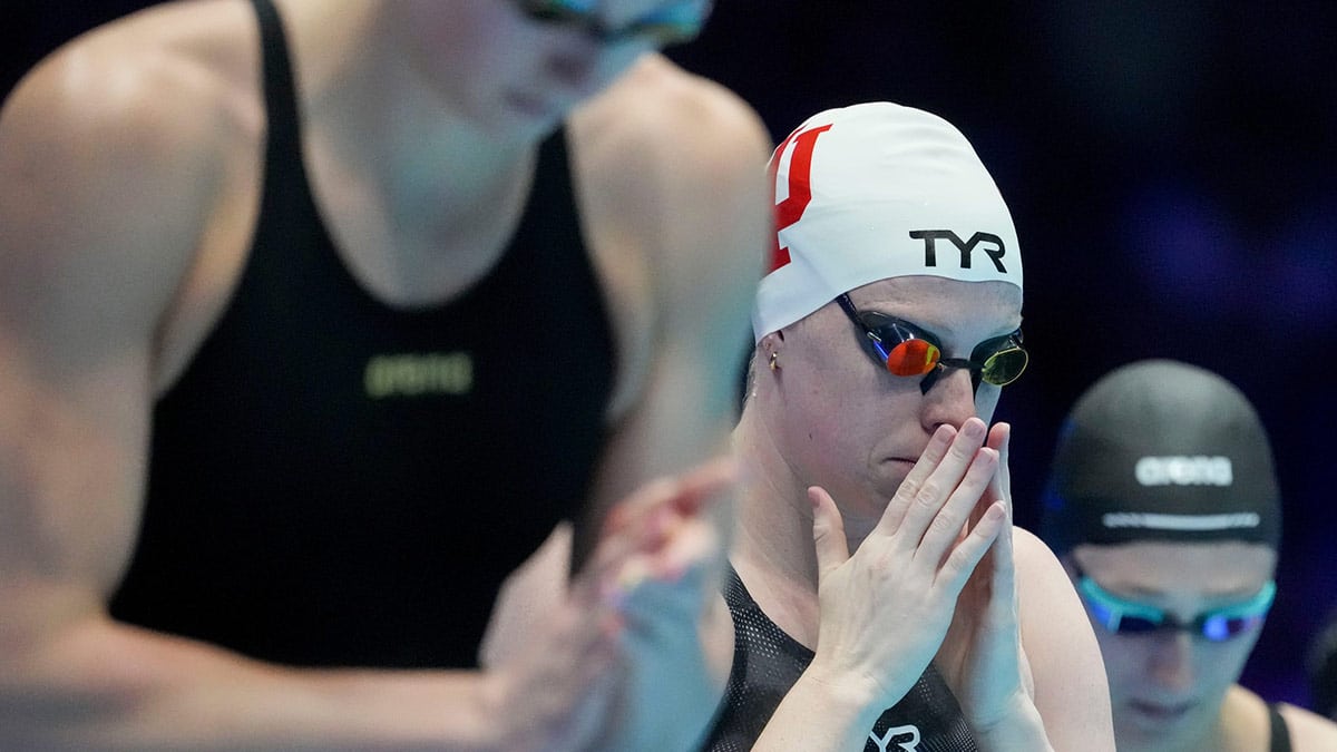 Lilly King prepares to compete in the 200-meter breaststroke semifinals Wednesday, June 19, 2024, during the fifth day of competition for the U.S. Olympic Team Swimming Trials.