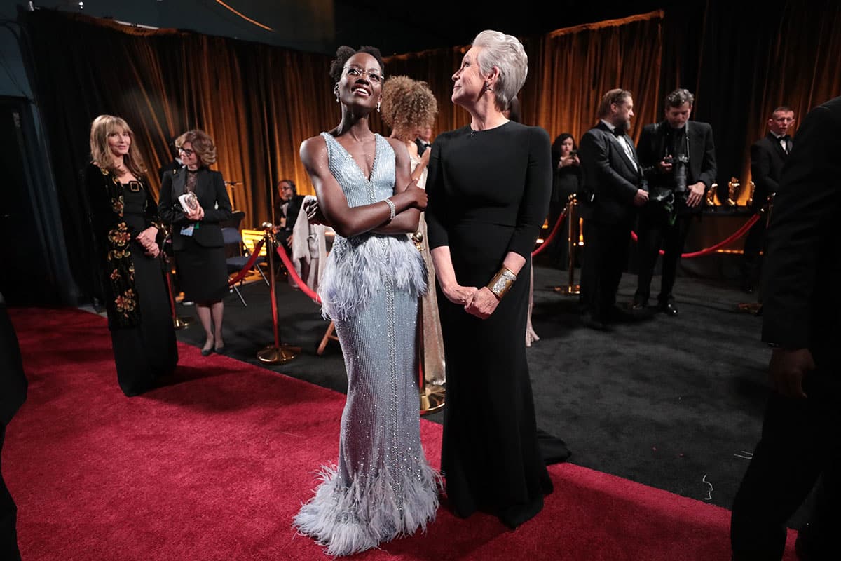 Lupita Nyong'o and Jamie Lee Curtis at the Oscars in 2024.