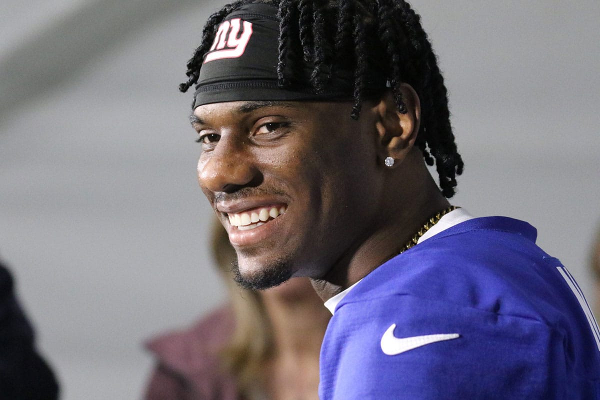 The number one draft pick for the Giants is wide receiver Malik Nabers as the NY Giants hold their Rookie Camp and introduce their new draft picks.