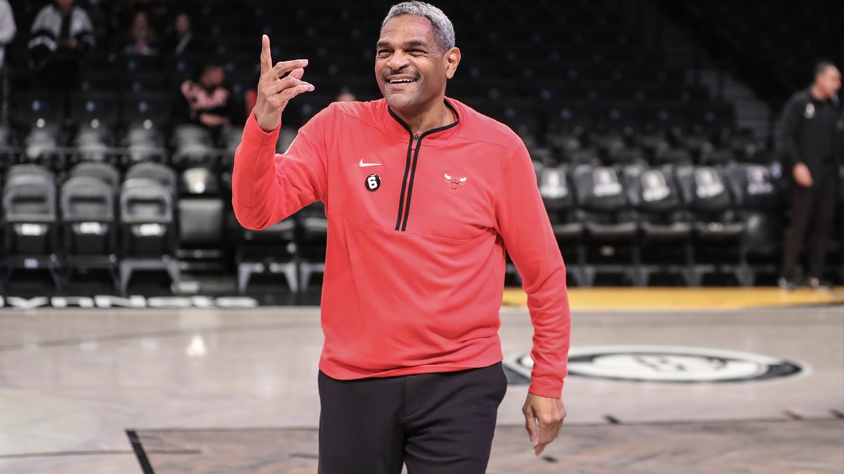  Chicago Bulls assistant coach Maurice Cheeks during warmups prior to the game against the Brooklyn Nets at Barclays Center. 