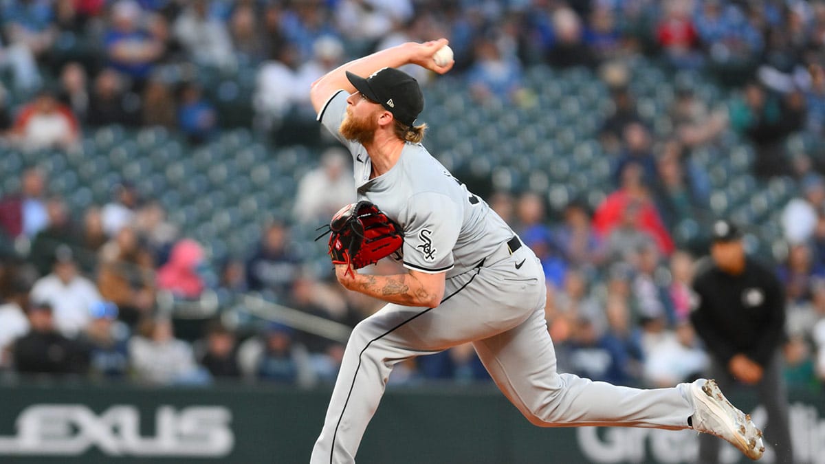 Chicago White Sox relief pitcher Michael Kopech (34) pitches to the Seattle Mariners during the ninth inning at T-Mobile Park.