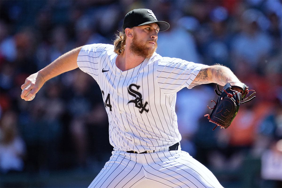 Chicago White Sox pitcher Michael Kopech (34) pitches against the Baltimore Orioles at Guaranteed Rate Field.