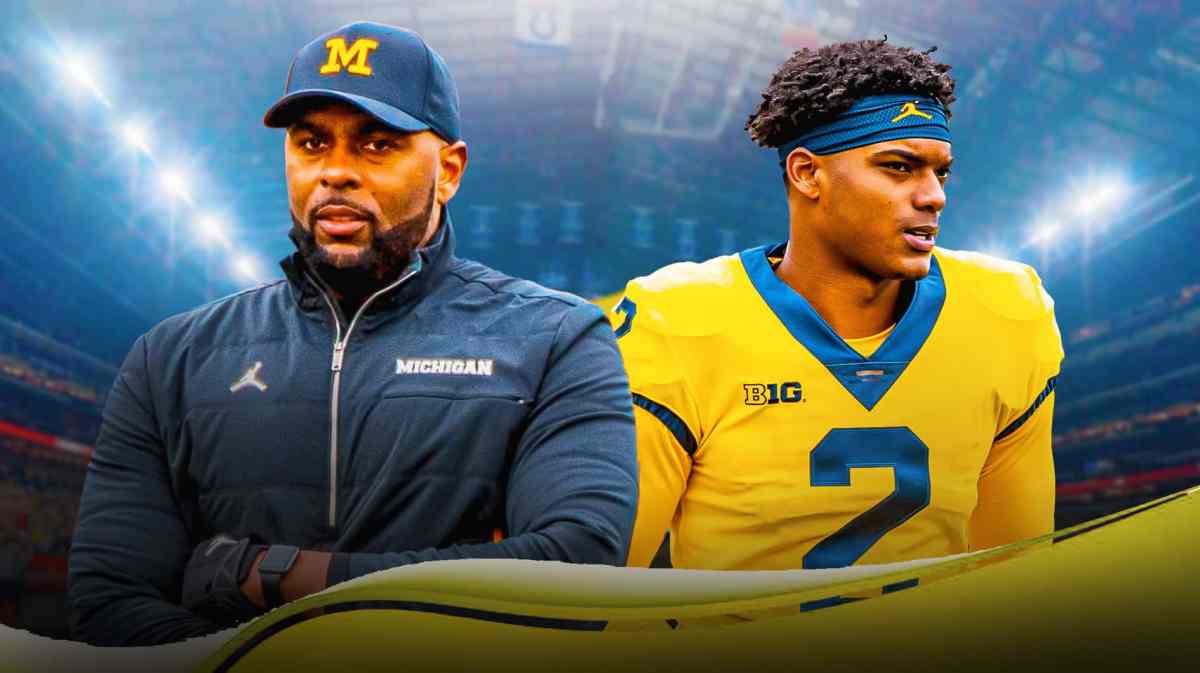Michigan football, Wolverines, Sherrone Moore, Will Johnson, Will Johnson Michigan, Sherrone Moore and Will Johnson with Michigan football stadium in the background