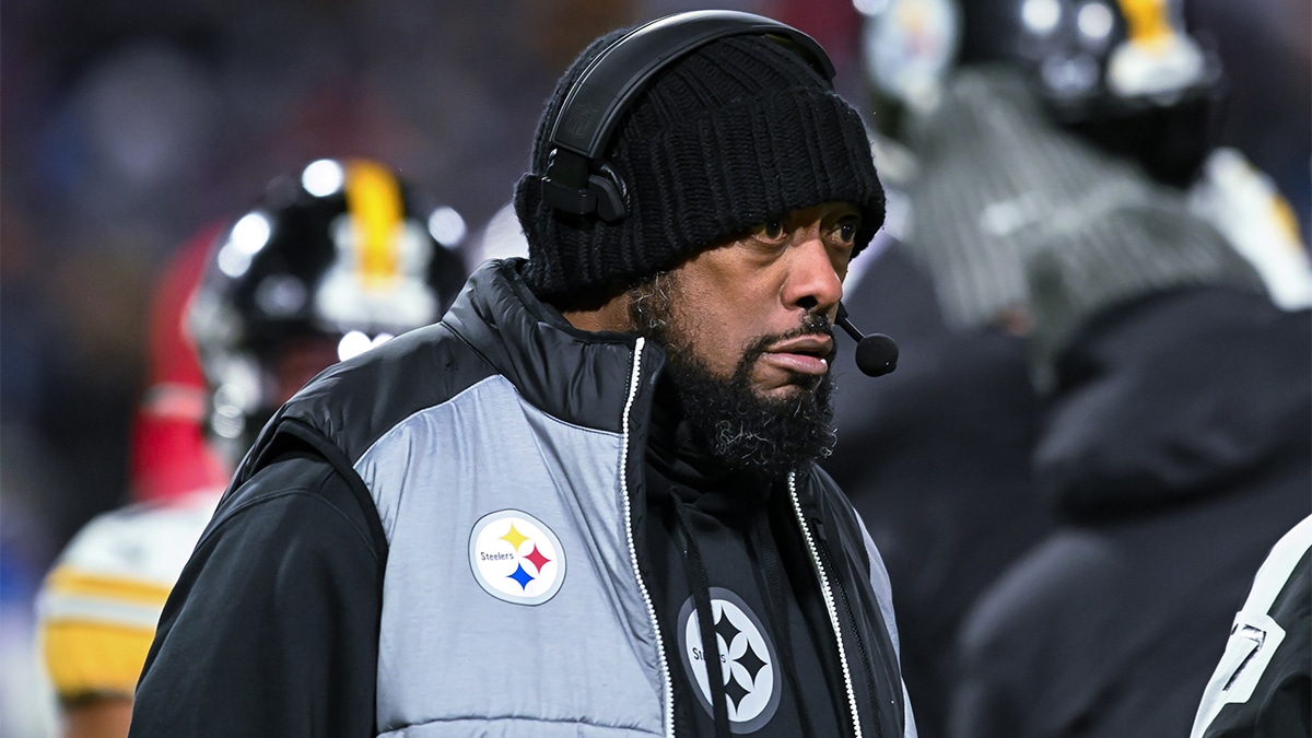  Pittsburgh Steelers head coach Mike Tomlin on the sidelines in the third quarter of a 2024 AFC wild card game against the Buffalo Bills at Highmark Stadium.